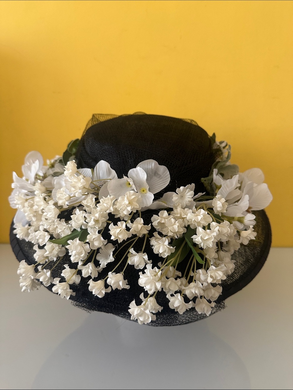 Laplein Vintage-style Black Sinamay Floral Wide-Brim Women's Hat Wedding Derby - Picture 7 of 16